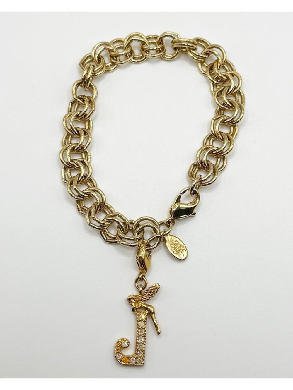 Kirks Folly Initial “J” Charm Bracelet Missing A Rhinestone 7.5”